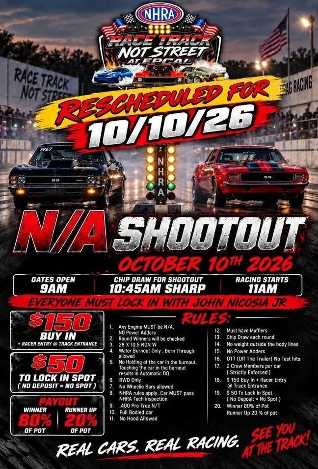N/A Shootout - October 10, 2026 (Rescheduled from Sept 27)